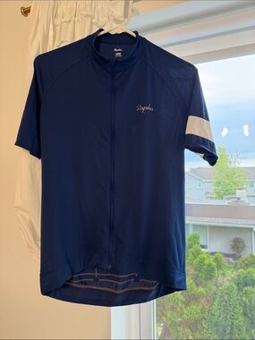 Rapha Navy Cycling Jersey with White Sleeve Band